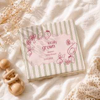 Drawn Locally Grown Farmer's Market Pink Servet