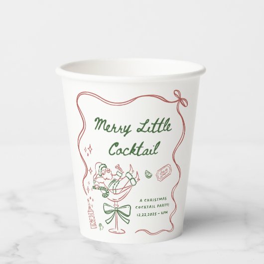 Drawn Merry Little Cocktail Christmas Party Papieren Bekers (Voorkant)