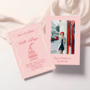 Drawn Red Pink Wavy Lijst Foto Verjaardagsfeest Kaart