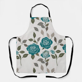 Drawn Roses In Muted Blues And Greens  Schort