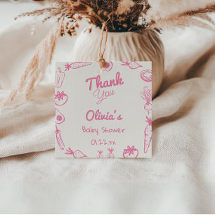 Drawn Roze Lokaal Grown Girly Baby Meisje Douche Bedankjes Labels