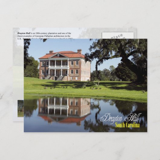 Drayton Hall, South Carolina Briefkaart (Voorkant / Achterkant)