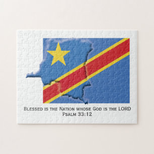 DRC CONGO   Gezegende natie   CONGOLESE FLAG Legpuzzel
