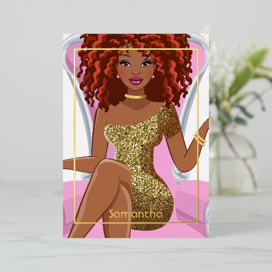 Dreadlock Anniversaire Foil Invitation (Debout devant)