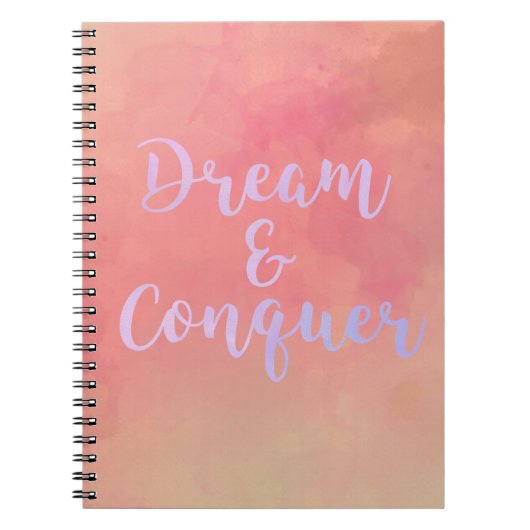 Dream And Conquer Girly Watercolor Notebook Notitieboek (Voorkant)