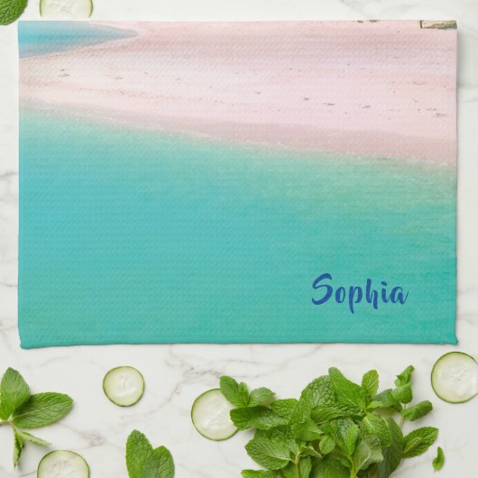 Dream Beach (persoonlijke naam) Kitchen Towel Theedoek (Gevouwen)