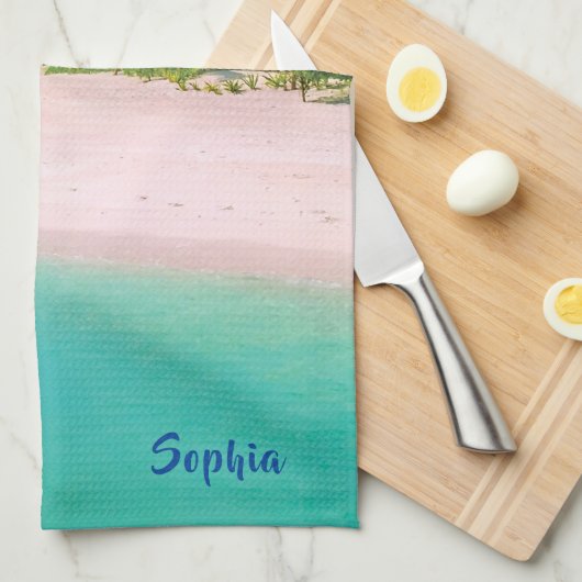 Dream Beach (persoonlijke naam) Kitchen Towel Theedoek (Quarter Fold)
