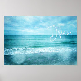 Dream Beach Quote Blauwgroen Blue Ocean Quottes Poster