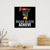 Dream Believe Achieve Basketball Citation Poster (Cuisine)