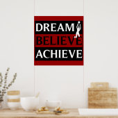 Dream Believe Achieve Femens Volleyball Poster (Cuisine)