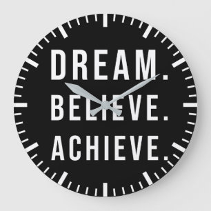 Dream Believe Achieve - Gym, drukte, succes Grote Klok
