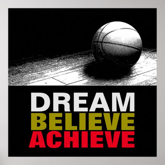 Dream Believe Bereiken Pop Art Basketbal Poster (Voorkant)