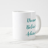 Dream Believe Blauwgroen script aangepaste offerte Extra Grote Beker (Voorkant rechts)