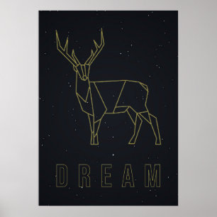 Dream-bevestiging poster geel origamihert
