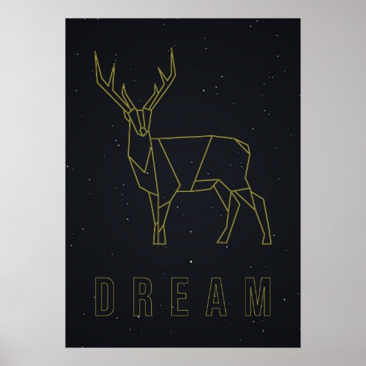 Dream-bevestiging poster geel origamihert (Voorkant)