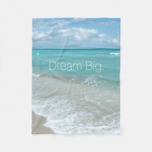 Dream Big Aqua Beach Ocean Scene Landschap Fleece Deken (Voorkant)