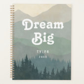 Dream Big Blue Boho Mountains Retro Planner (Devant)