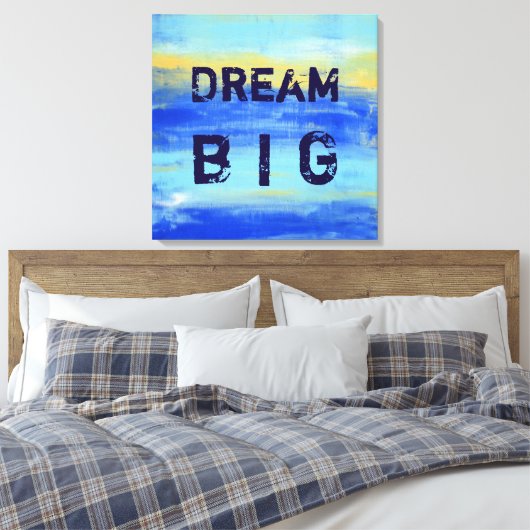 Dream Big - Blue Turquoise Nautical Abstract Art Canvas Afdruk (Insitu (Slaapkamer))