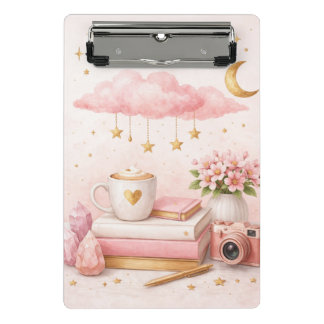 Dream Big Clipboard ✨ Pink Floral Cute Stationery Mini Klembord