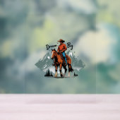 Dream Big - Cowboy Riding Horse Acryl Bord (Neutraal)