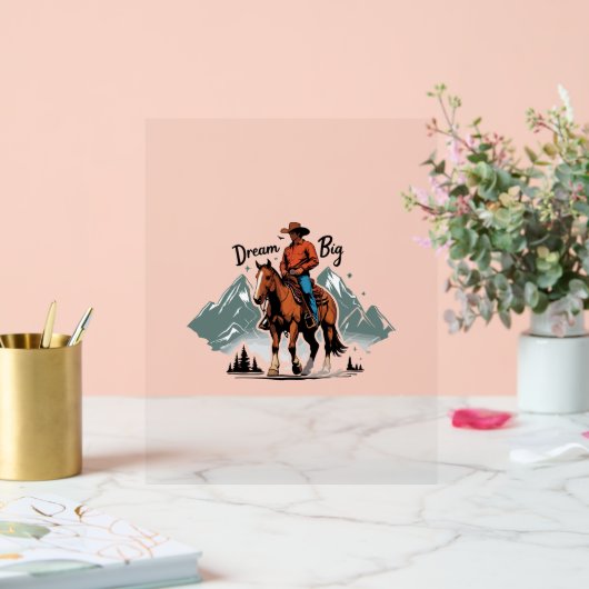 Dream Big - Cowboy Riding Horse Acryl Bord (Huwelijk)