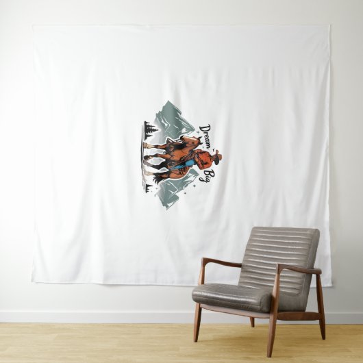 Dream Big - Cowboy Riding Horse Wandkleed (In Situ (horizontaal))