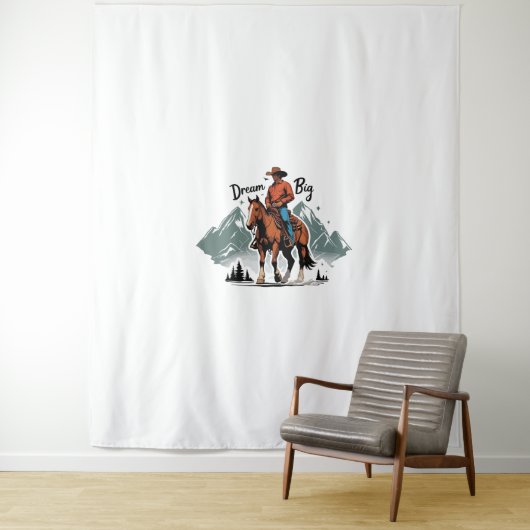 Dream Big - Cowboy Riding Horse Wandkleed (In situ)