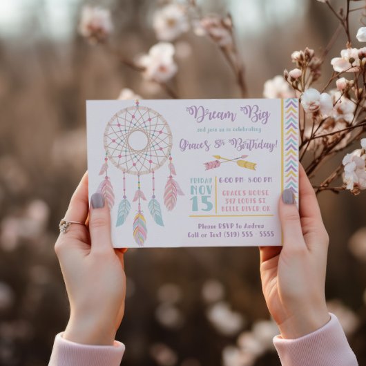 Dream Big Dream Catcher Invitation Anniversaire