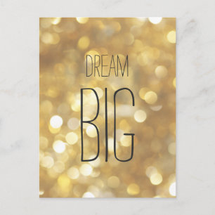 Dream Big - Gouden Sparkle Inspirerend Quote Briefkaart