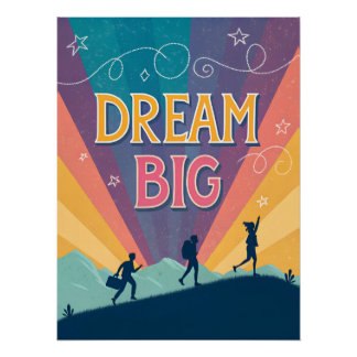 Dream Big Inspirerend Motivatie Wall Art Post Perfect Poster