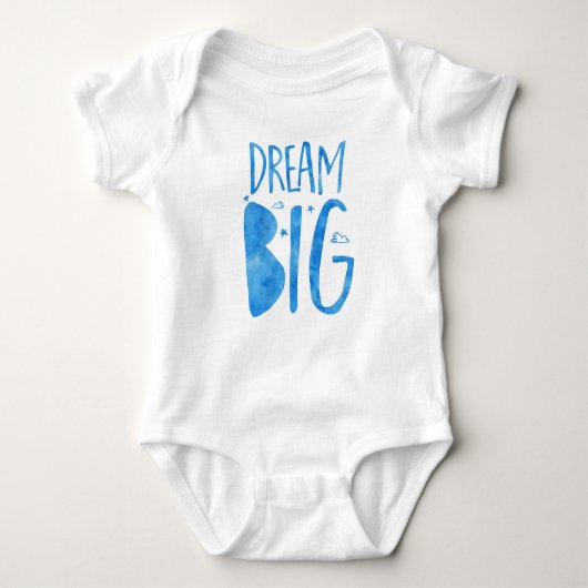 Dream Big, inspirerend quote, blauw waterverf Romper (Voorkant)