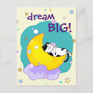 "Dream Big"-kat dat op de maanpas springt Briefkaart
