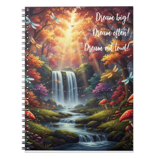 "Dream Big" libellen en Mystical Forest Notitieboek (Voorkant)