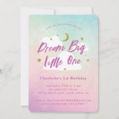 Dream Big Little One 1st Birthday Uitnodiging (Voorkant)