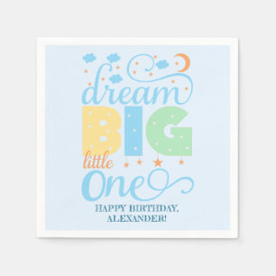 Dream Big Little One Blue Baby Boy Eerste Verjaard Servet