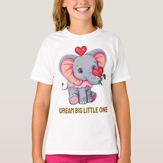 Dream Big Little One | T-shirt éléphant bébé migno (Devant)