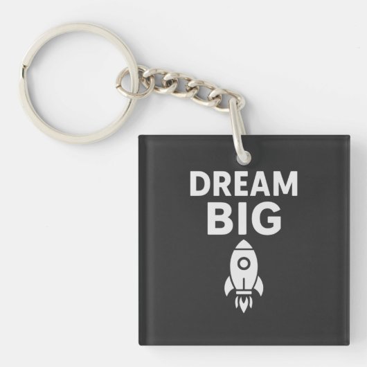Dream Big – Minimalist Rocket Inspiration T-shirt Sleutelhanger (voorkant)