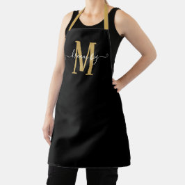 Dream Big Motivatie Monogram Initiaal Gold Black Schort