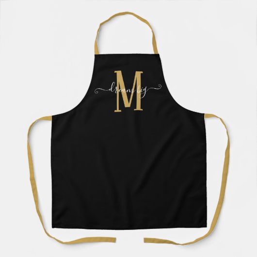 Dream Big Motivatie Monogram Initiaal Gold Black Schort (Voorkant)