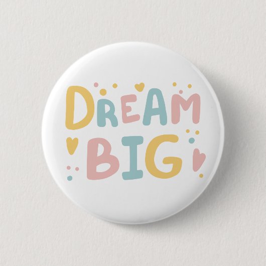 Dream Big Pastel Hearts Ronde Button 5,7 Cm (Voorkant)