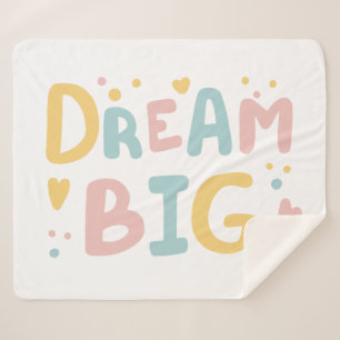 Dream Big Pastel Hearts Sherpa Deken
