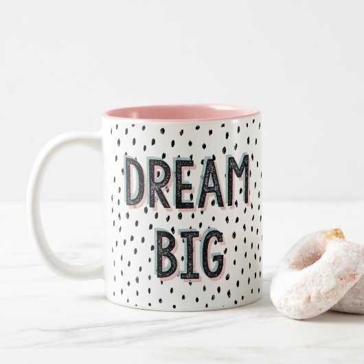 Dream Big Pastel & Spot Inspirational Quote Mug (Avec donut)
