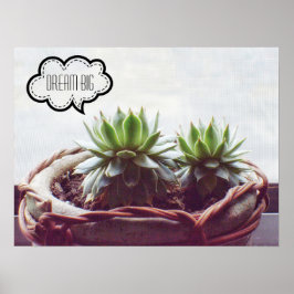 Dream Big Phrase Succulent Poster