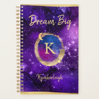 Dream Big Purple Galaxy Glam Gold Monogramme Petit