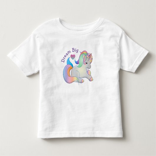 Dream Big Rainbow Unicorn Kinder Shirts (Voorkant)