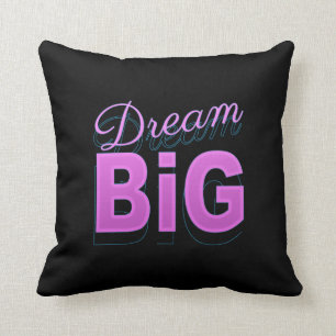 Dream big retro style roze zwarte neon 80s kussen