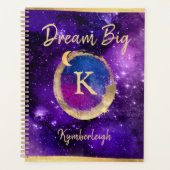 Dream Big Violet Galaxy Glam Gold Monogramme Large (Devant)