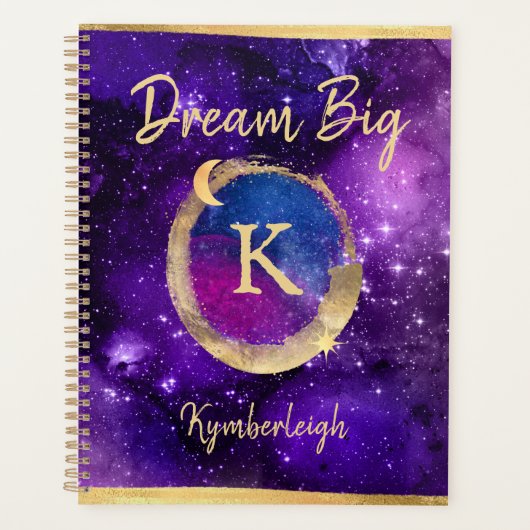 Dream Big Violet Galaxy Glam Gold Monogramme Large (Devant)