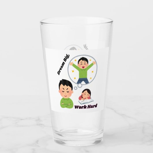Dream Big Work Hard Glas (Voorkant)