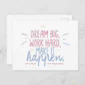 Dream Big Work Hard Motivation Gift Briefkaart Quo (Voorkant / Achterkant)